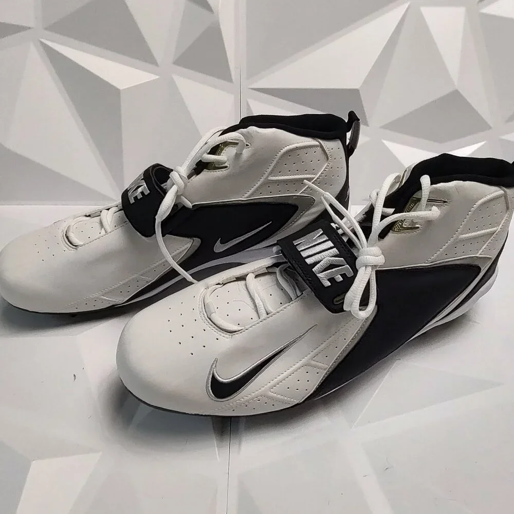 Nike Men's Football Cleats 18 White Black Shoe Lacrosse Air Zoom Boss Shark - Picture 5 of 11